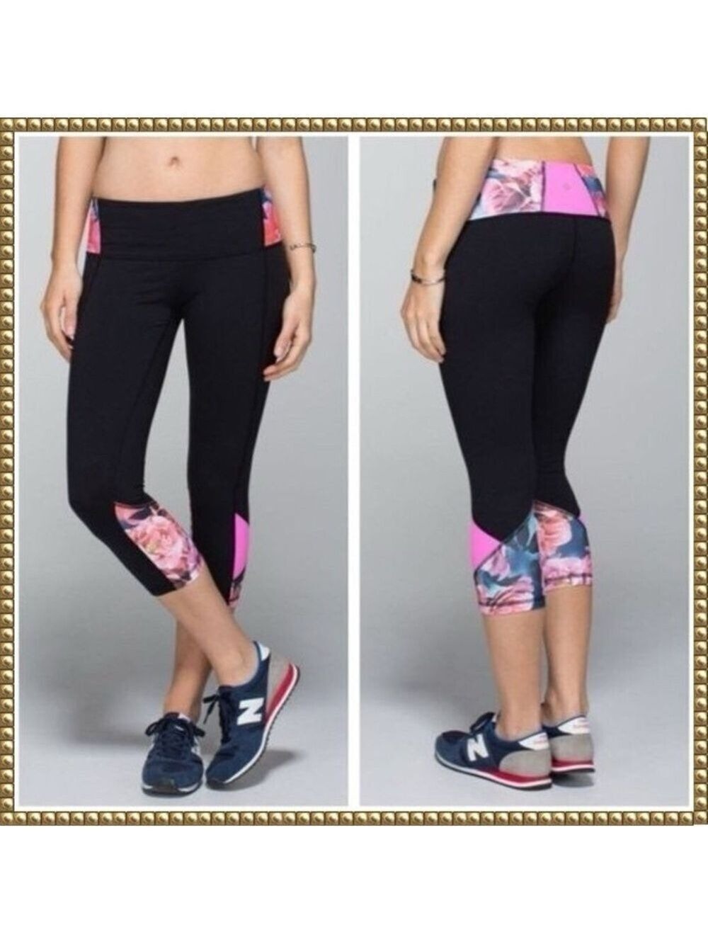 Lululemon Black Embody Crop Secret Garden Pink Size 4